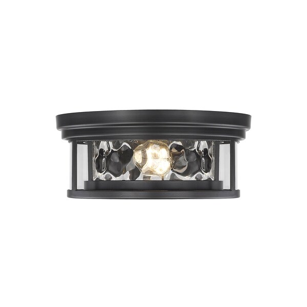 Clarion 2 Light Flush Mount, Matte Black & Inner Clear Water & Outer Clear